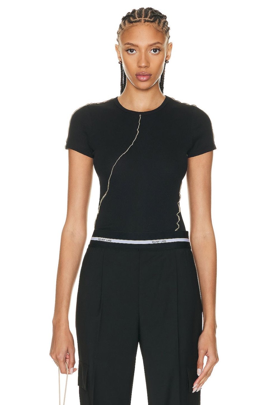 Women Helmut Lang Tops | Short Sleeve Top Basalt Black