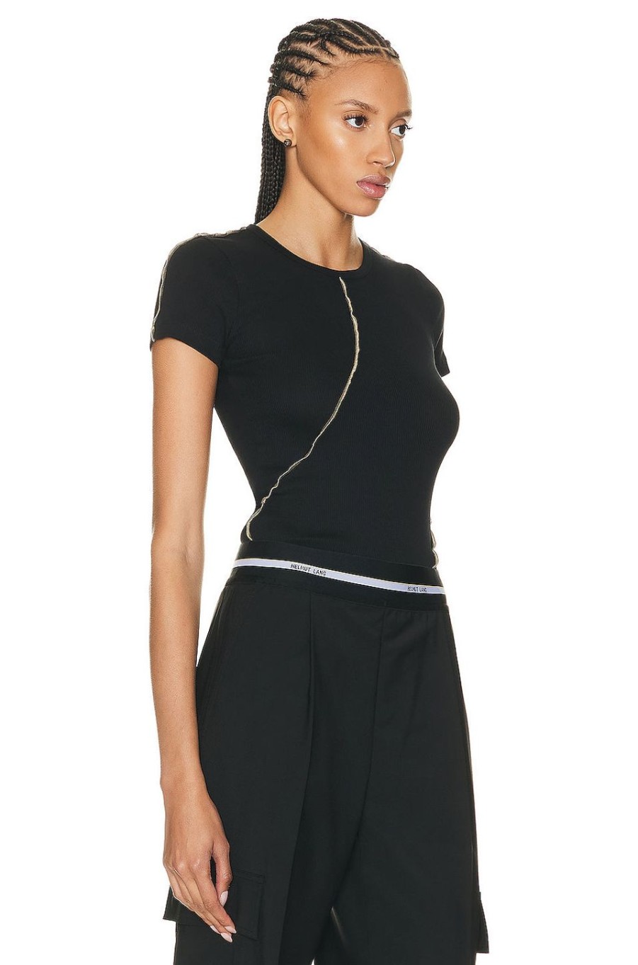 Women Helmut Lang Tops | Short Sleeve Top Basalt Black