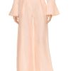 Women MATTHEW BRUCH Pants | Wide Leg Pleated Pant Peach Linen