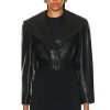 Women FRAME Jackets & Coats | Cropped Belted Leather Jacket Black