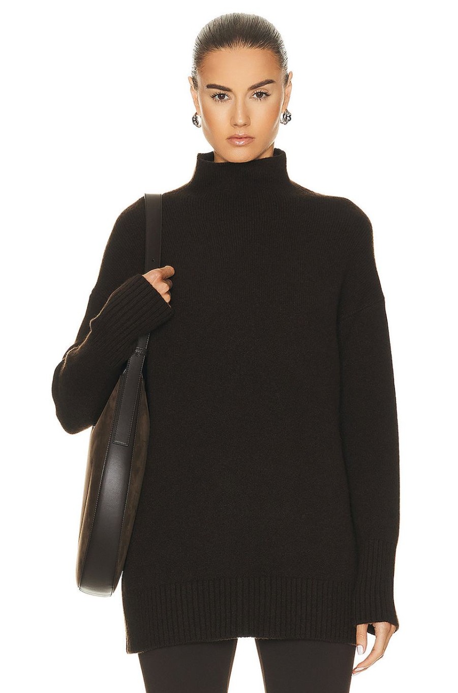 Women Ferragamo Sweaters & Knits | Turtleneck Sweater Dark Cocoa Brown