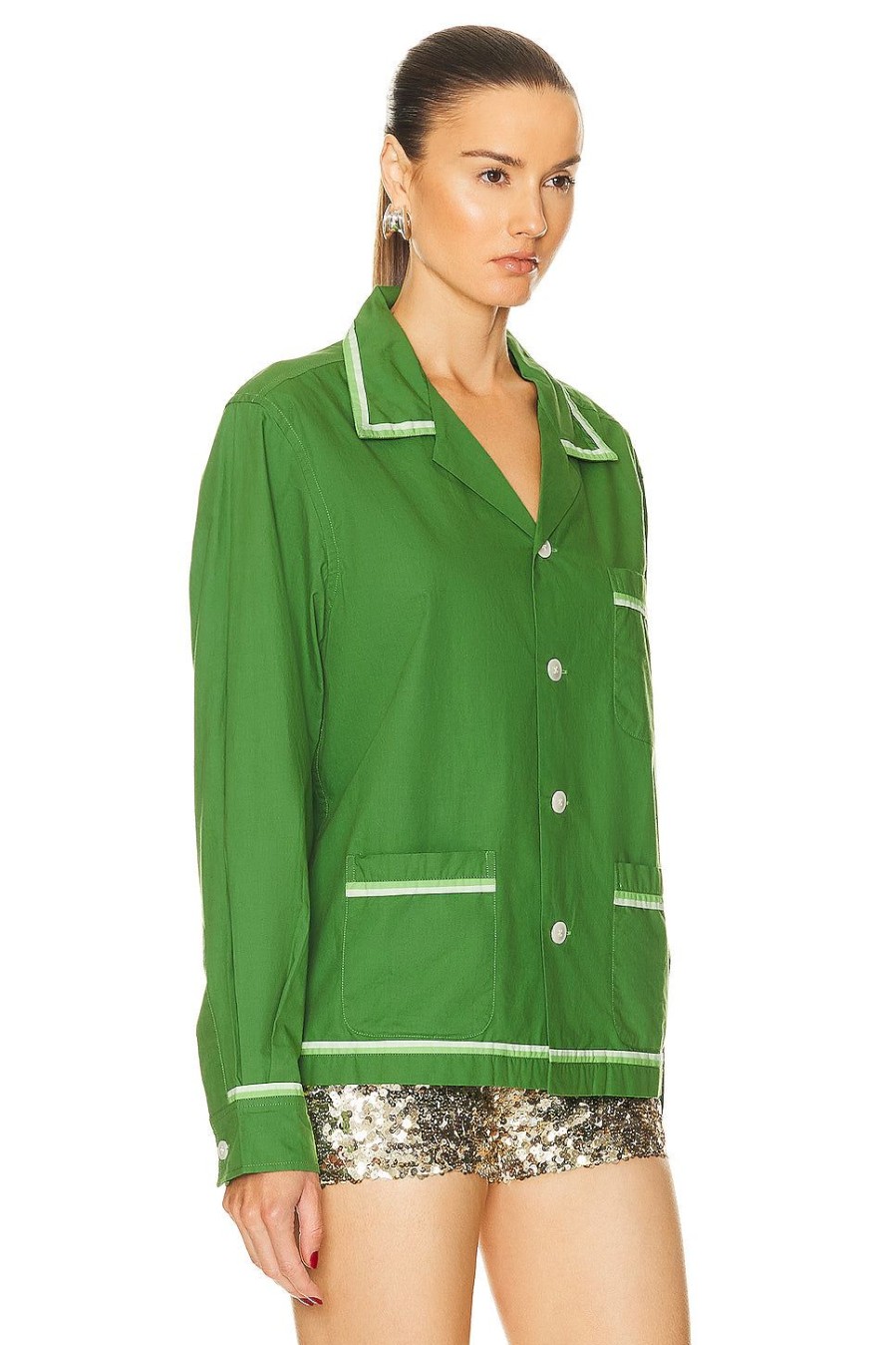 Women BODE Tops | Top Sheet Long Sleeve Shirt Green