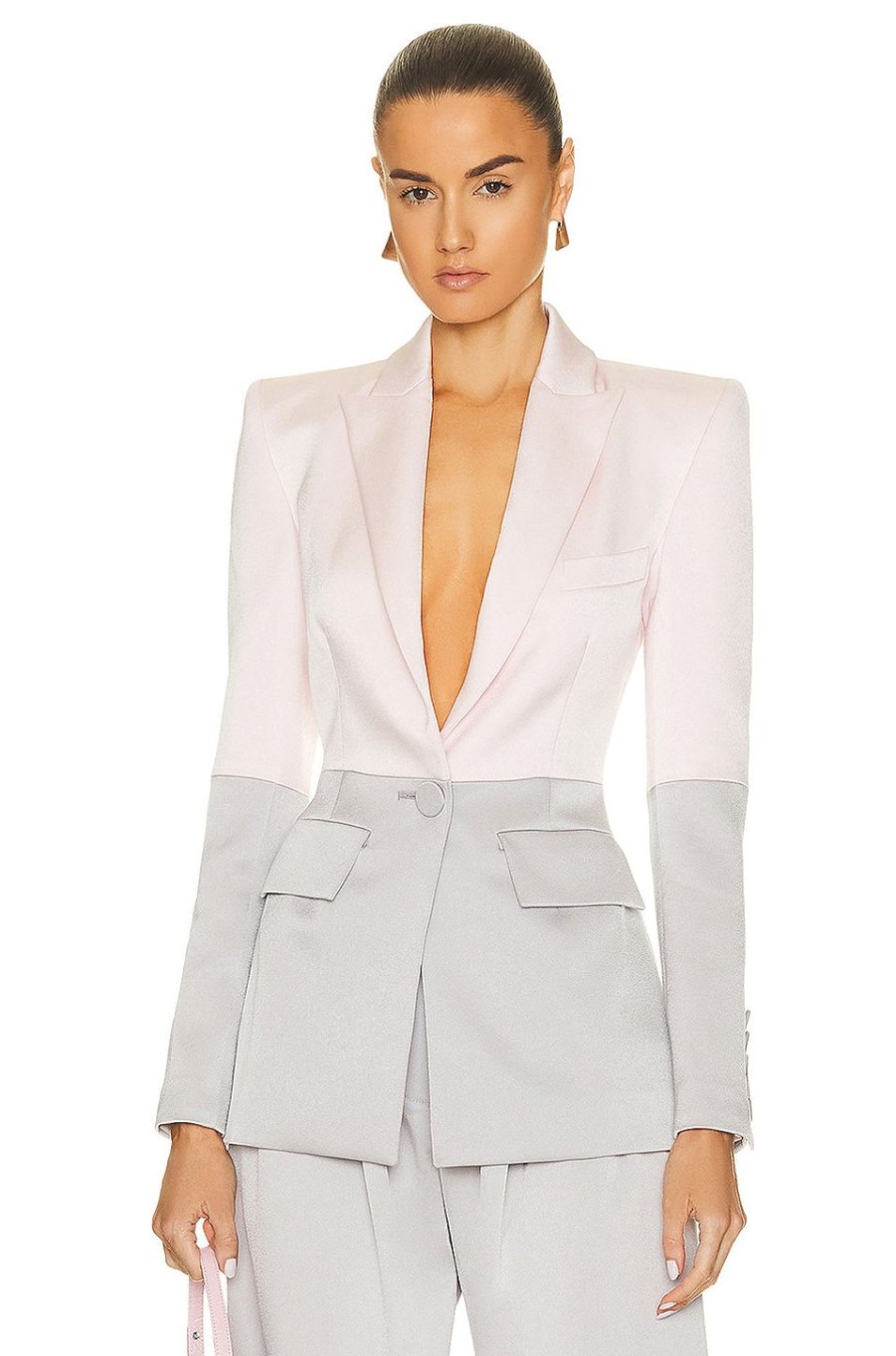 Women Alex Perry Jackets & Coats | Alcott Single Breasted Blazer Light Pink & Silver