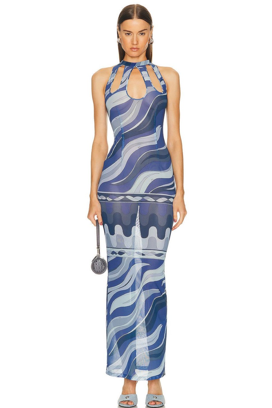 Women Emilio Pucci Dresses | Cutout Mesh Dress Indaco