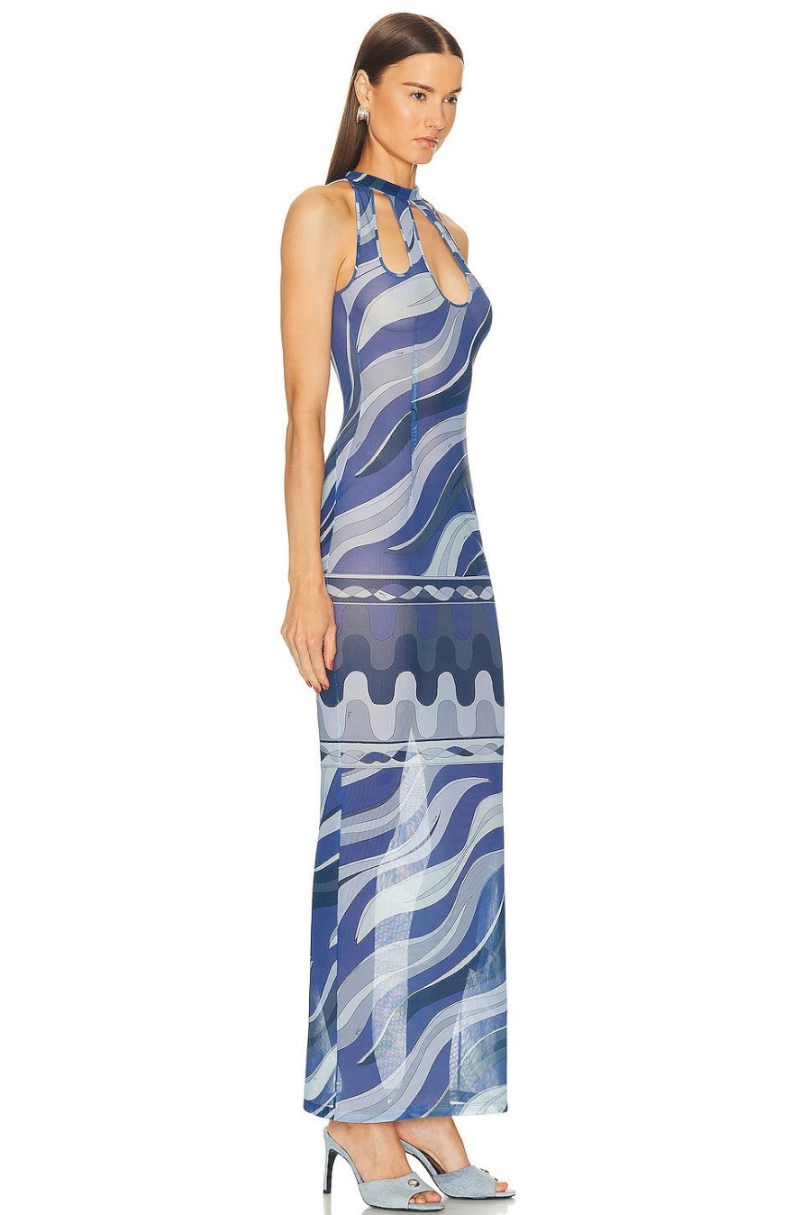 Women Emilio Pucci Dresses | Cutout Mesh Dress Indaco