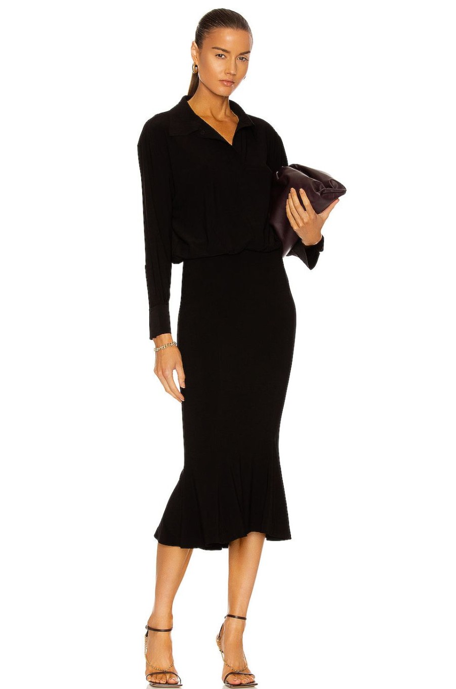 Women Norma Kamali Dresses | Boyfriend Nk Shirt Fishtail Dress Black