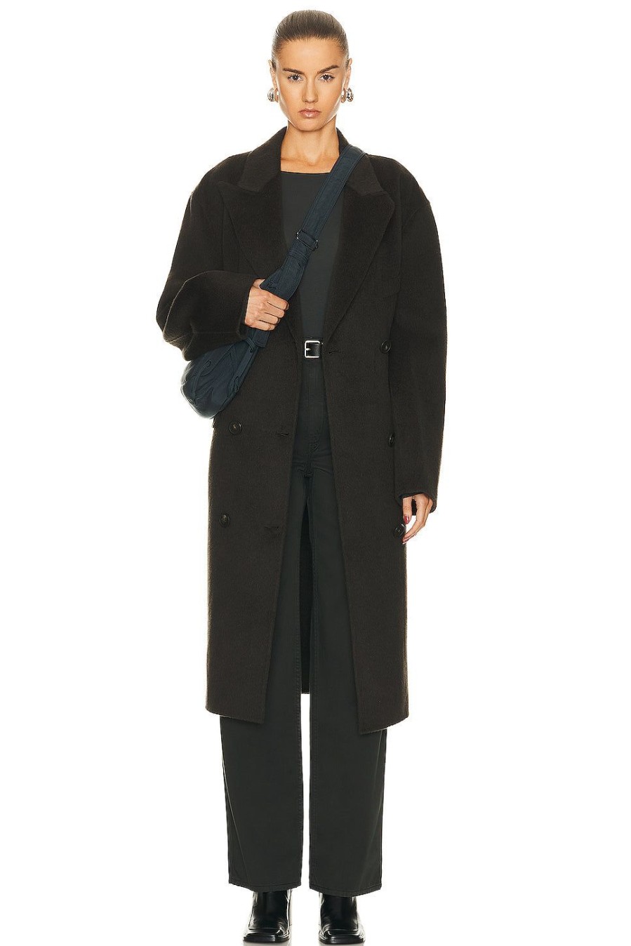 Women Acne Studios Jackets & Coats | Belted Trench Coat Charcoal Grey