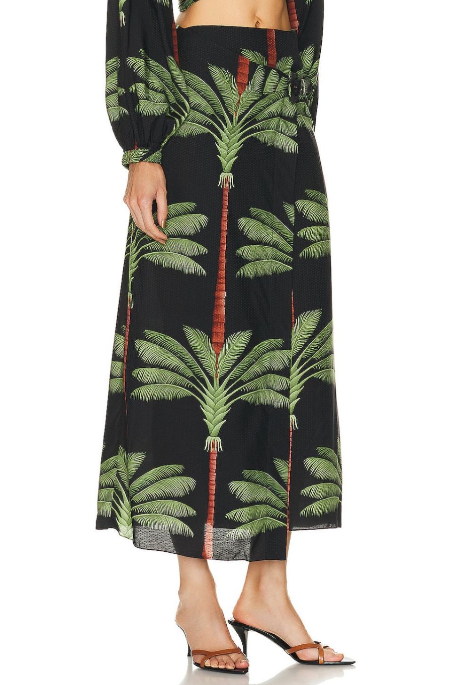 Women Johanna Ortiz Skirts | Tribal Tropical Wrap Skirt Cuba Black & Green