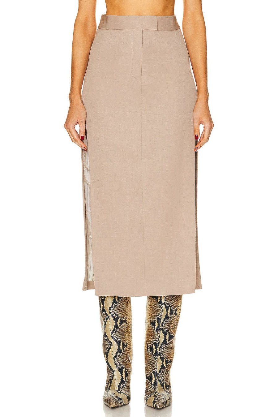 Women THE ATTICO Skirts | Straight Midi Skirt Beige