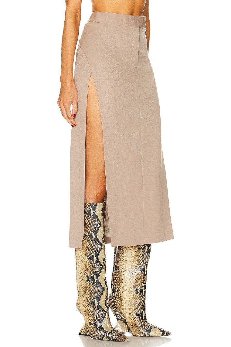 Women THE ATTICO Skirts | Straight Midi Skirt Beige