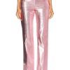 Women RABANNE Pants | Metallic Straight Pant Pink