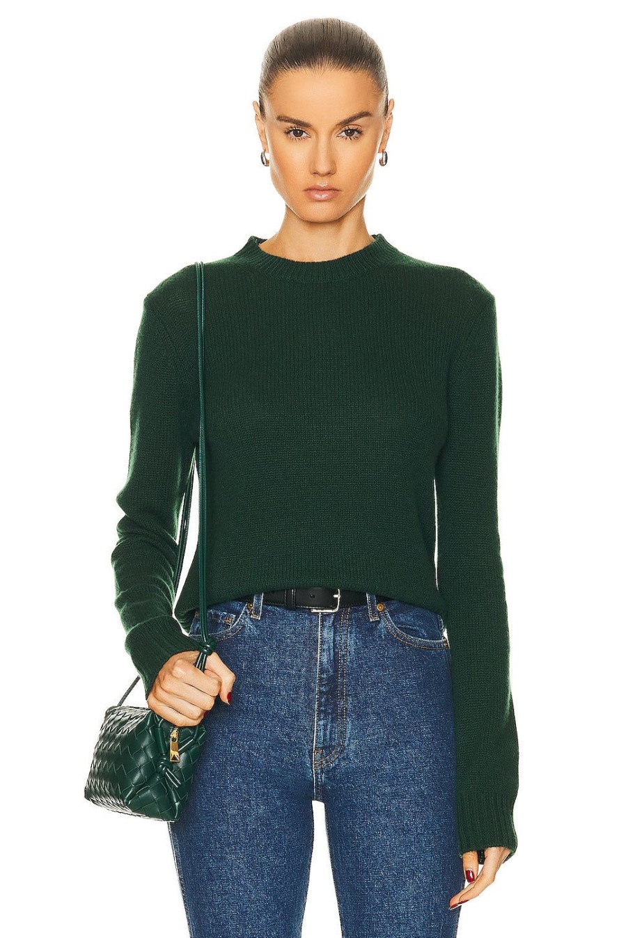 Women Enza Costa Sweaters & Knits | Pure Cashmere Crew Sweater Malachite