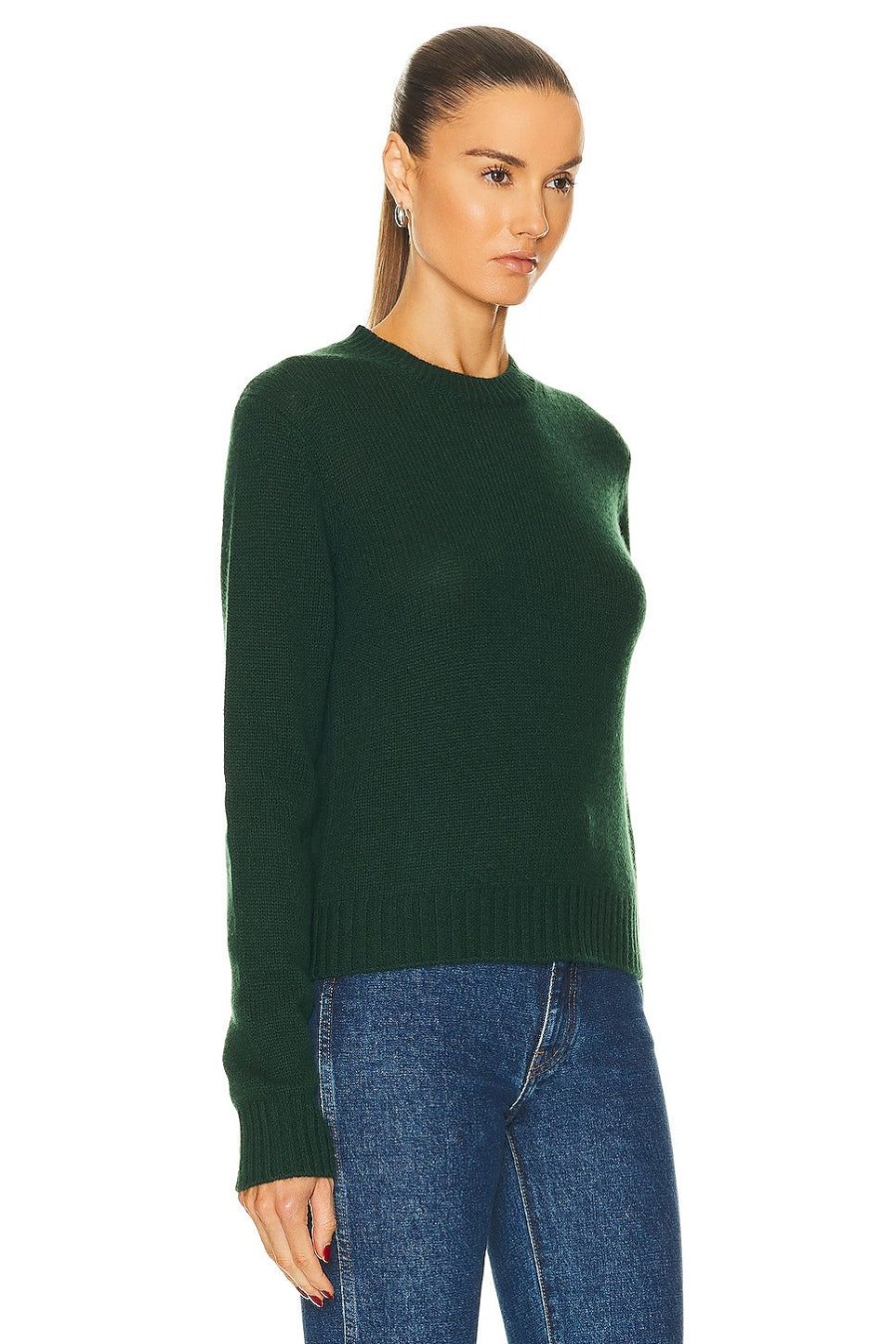 Women Enza Costa Sweaters & Knits | Pure Cashmere Crew Sweater Malachite