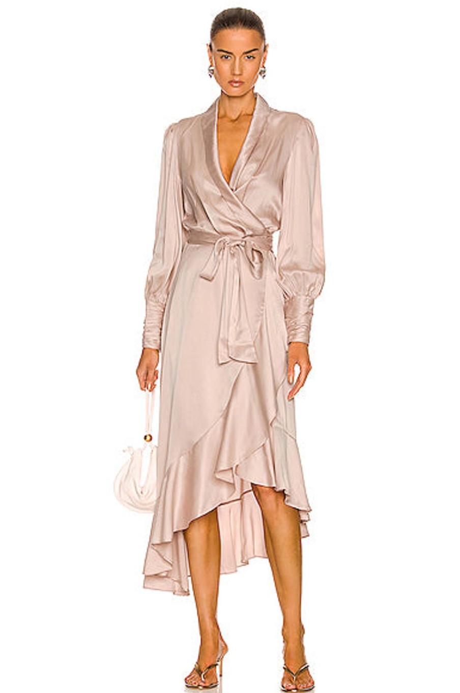 Women Zimmermann Dresses | Silk Wrap Midi Dress Petal