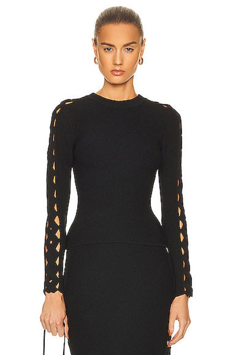 Women ALAÏA Sweaters & Knits | Openwork Top Noir