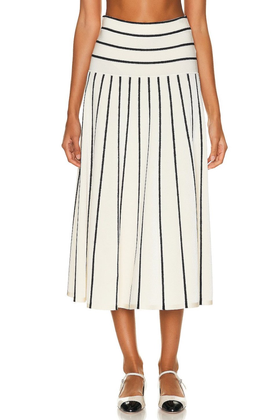 Women Zimmermann Skirts | Matchmaker Knit Stripe Skirt Cream & Black