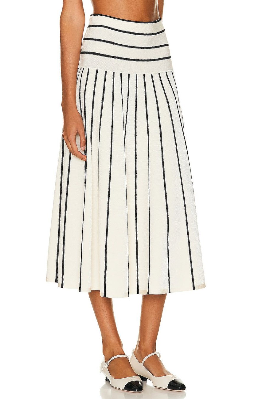 Women Zimmermann Skirts | Matchmaker Knit Stripe Skirt Cream & Black