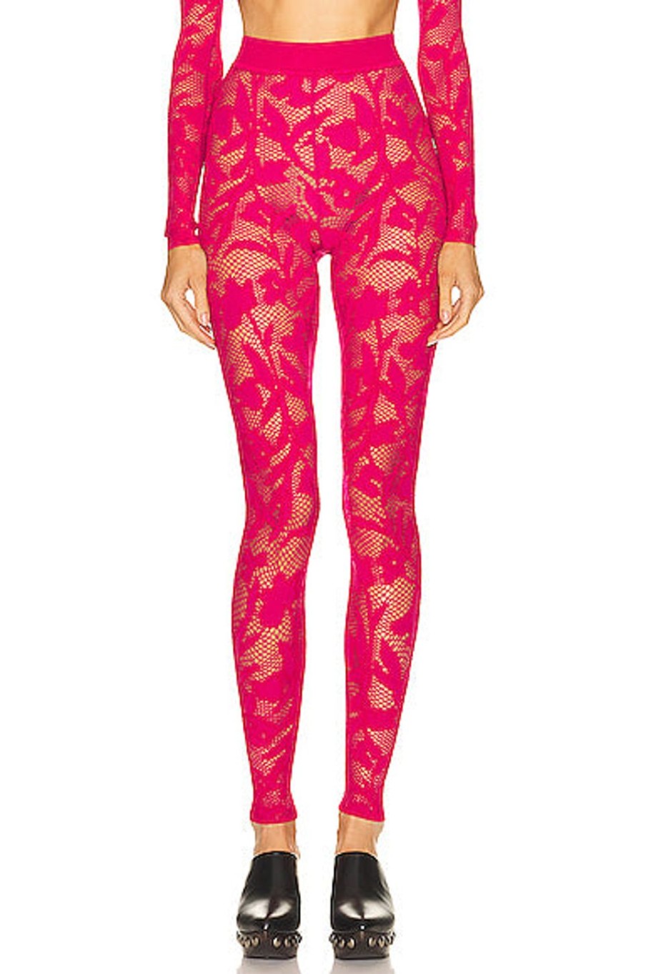 Women ALAÏA Pants | Lace Legging Fuchsia