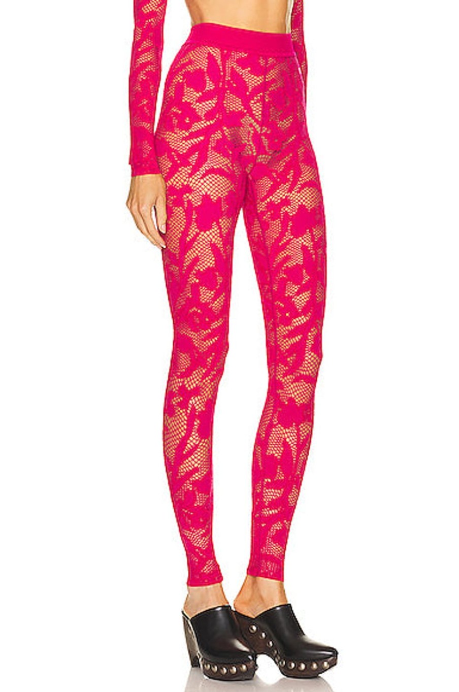 Women ALAÏA Pants | Lace Legging Fuchsia