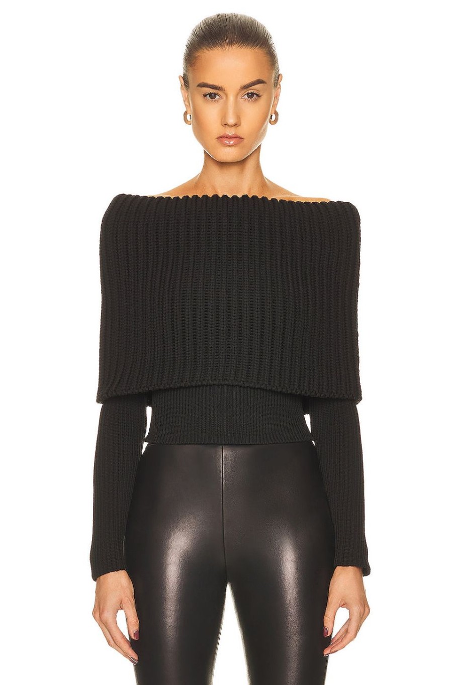 Women ALAÏA Tops | Detroit Off The Shoulder Sweater Noir