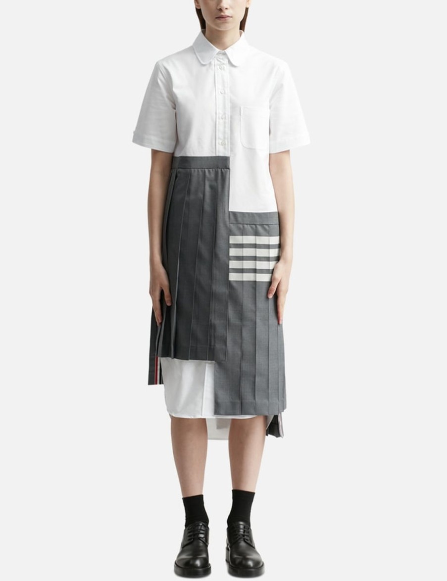 Women Thom Browne Dresses | Asymmetric Pleated Dress Grey