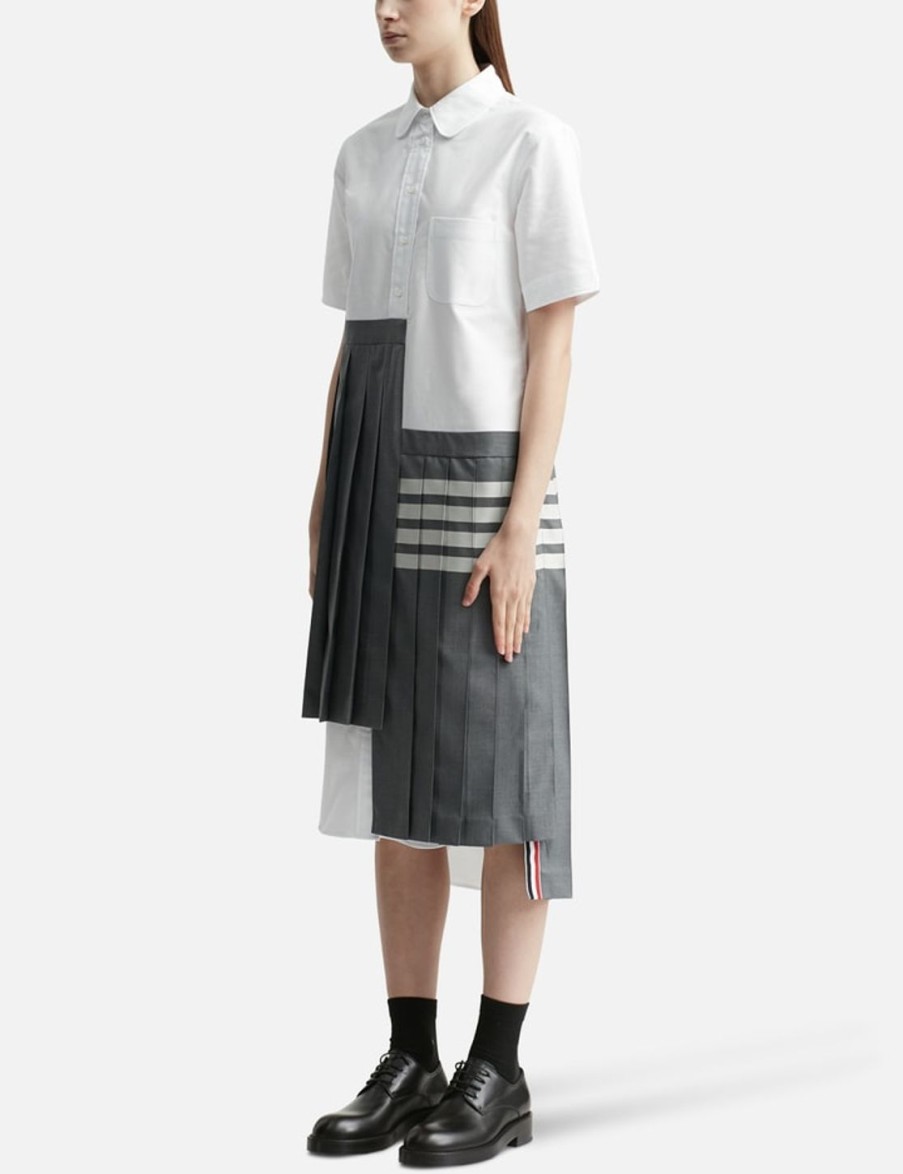 Women Thom Browne Dresses | Asymmetric Pleated Dress Grey