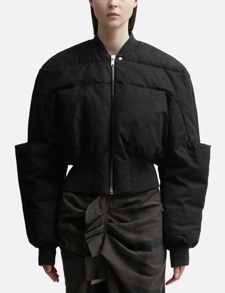 Women Rick Owens Jackets & Coats | Girdered Bomber Cropped Black