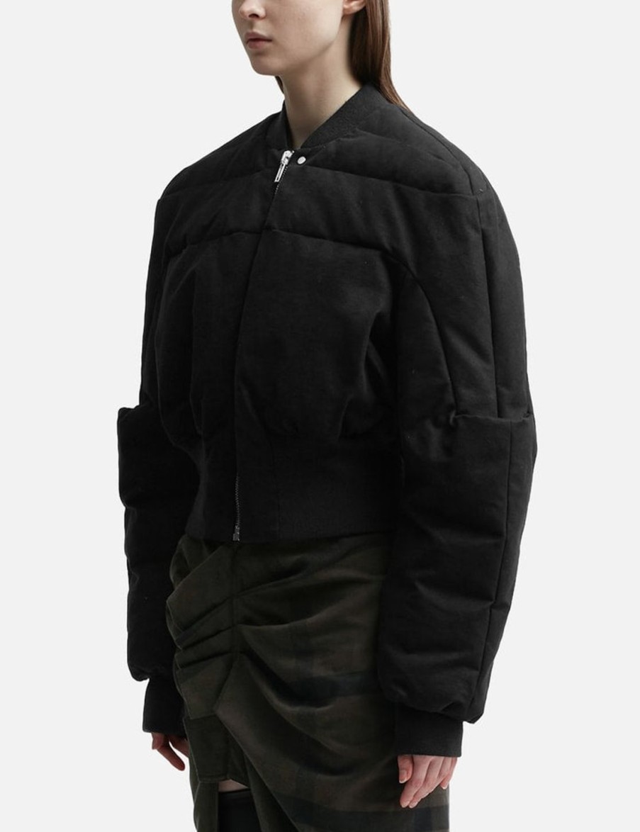 Women Rick Owens Jackets & Coats | Girdered Bomber Cropped Black