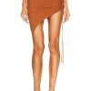 Women David Koma Skirts | Ruched Side Asymmetric Skirt Brown