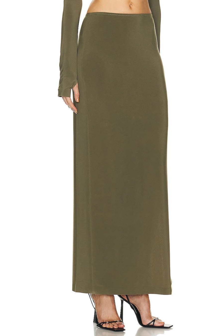 Women Norma Kamali Skirts | Side Slit Long Skirt Military