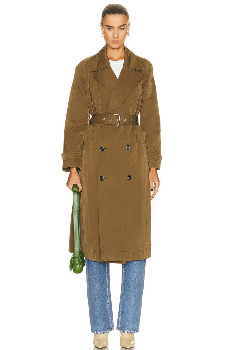 Women Bottega Veneta Jackets & Coats | Tech Nylon Trench Coat Liana