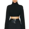 Women RTA Sweaters & Knits | Cropped Turtleneck Top Black