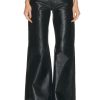 Women R13 Pants | Janet Relaxed Flair Leather Pant Shiny Black