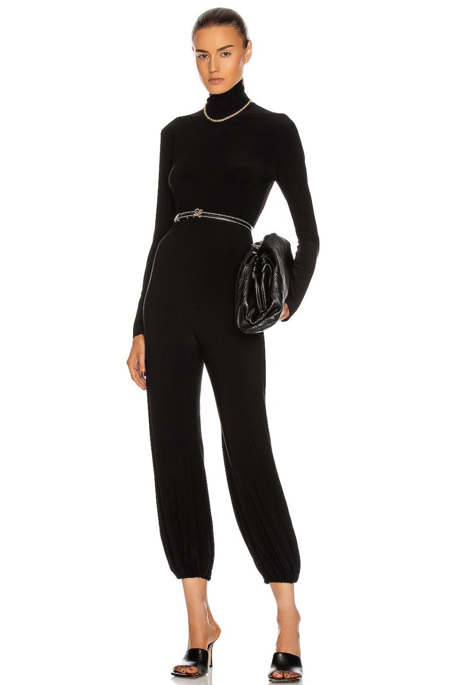 Women Norma Kamali Jumpsuits & Rompers | Turtleneck Jog Jumpsuit Black