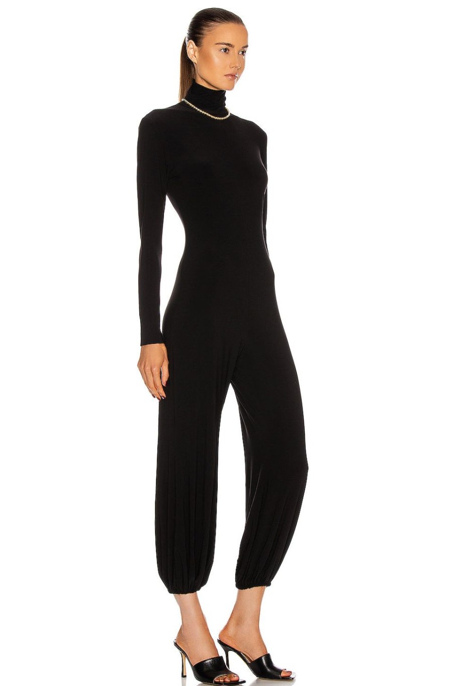 Women Norma Kamali Jumpsuits & Rompers | Turtleneck Jog Jumpsuit Black