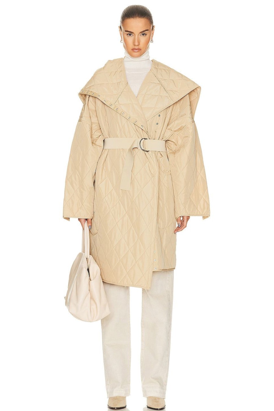 Women Norma Kamali Jackets & Coats | Oversized Side Snap Jacket Sand