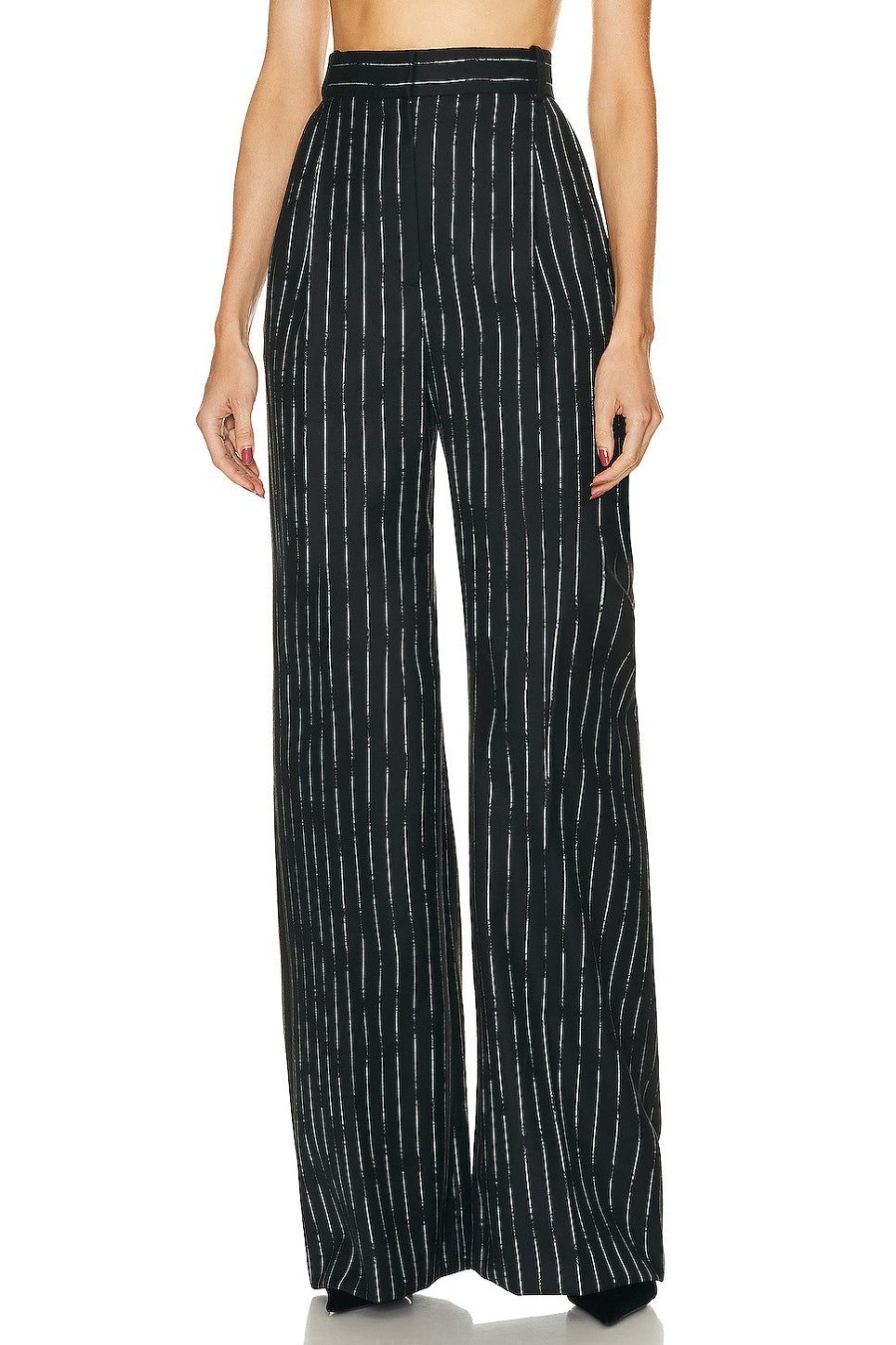 Women Alexander McQueen Pants | Certified Broken Stripe Trouser Black & Ivory