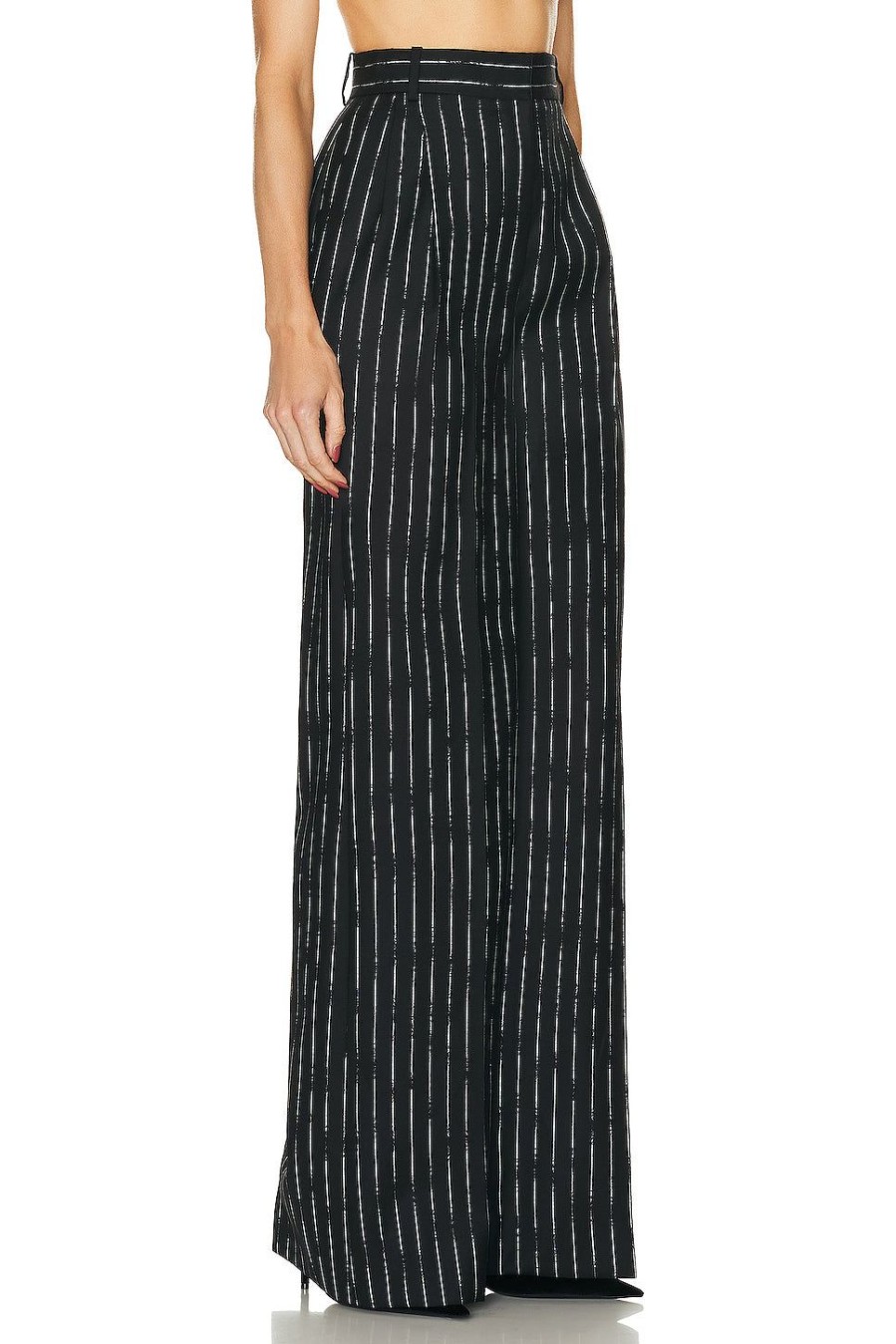 Women Alexander McQueen Pants | Certified Broken Stripe Trouser Black & Ivory