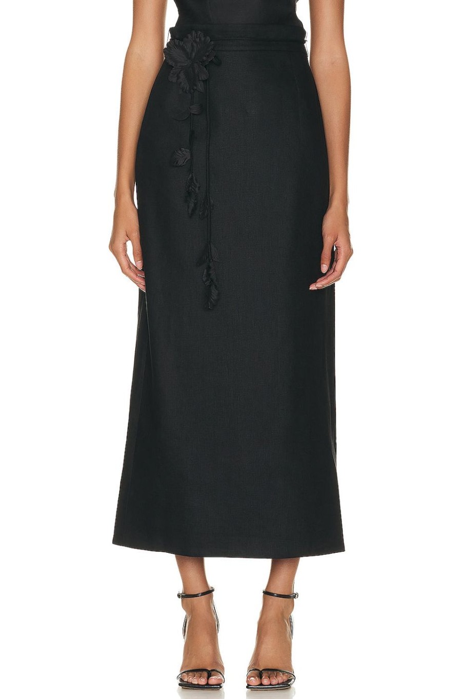 Women Zimmermann Skirts | Luminosity Pencil Midi Skirt Black