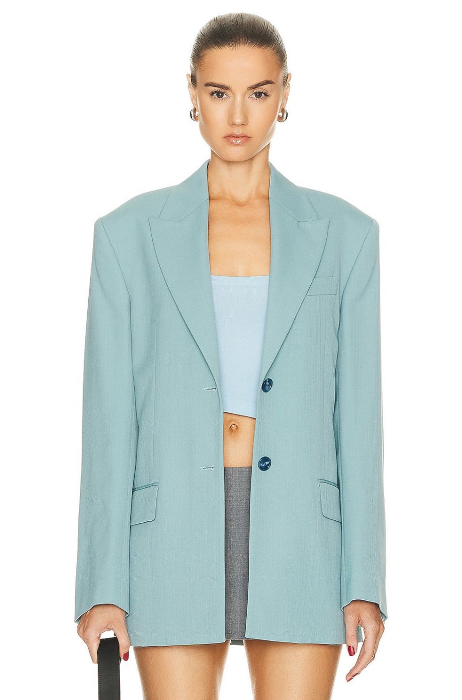 Women Acne Studios Jackets & Coats | Two Button Blazer Aqua Blue