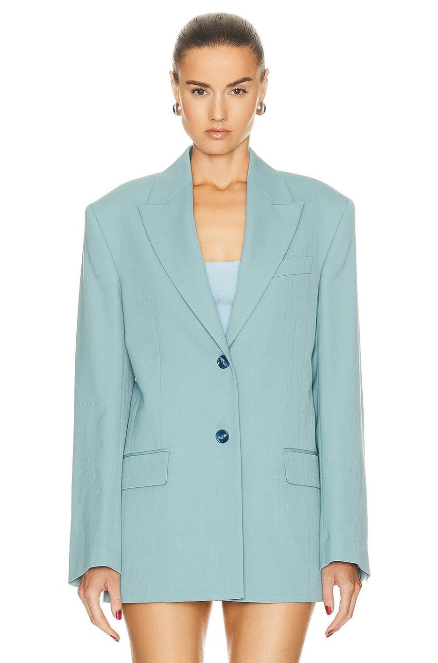 Women Acne Studios Jackets & Coats | Two Button Blazer Aqua Blue