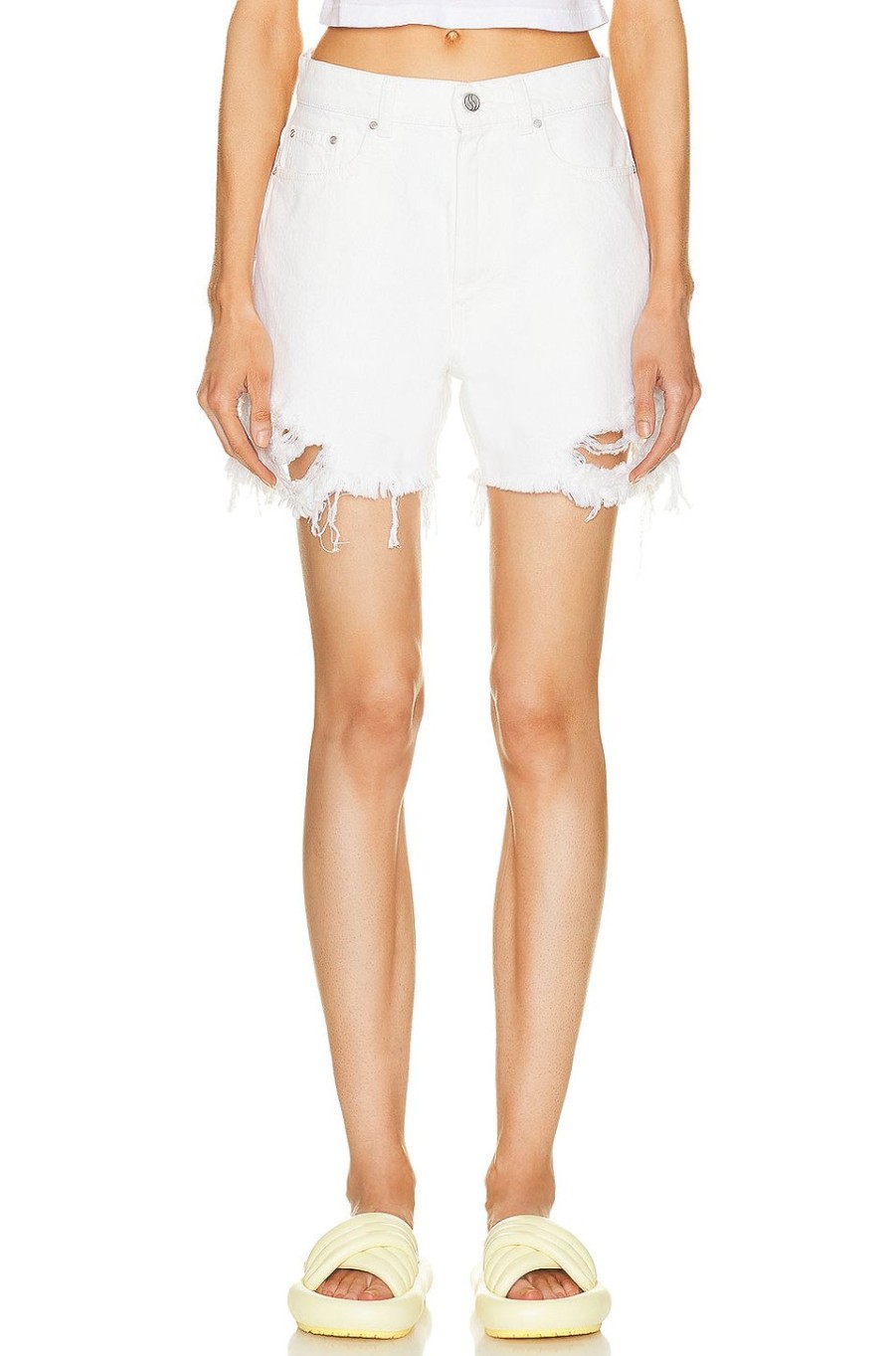 Women Stella McCartney Shorts | Distressed Denim Shorts White