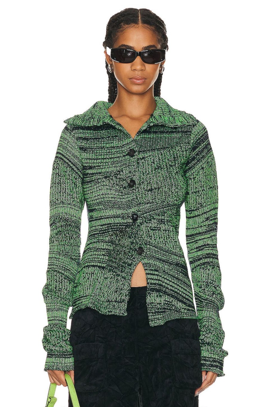 Women Acne Studios Sweaters & Knits | Turtleneck Sweater Navy & Fluo Green