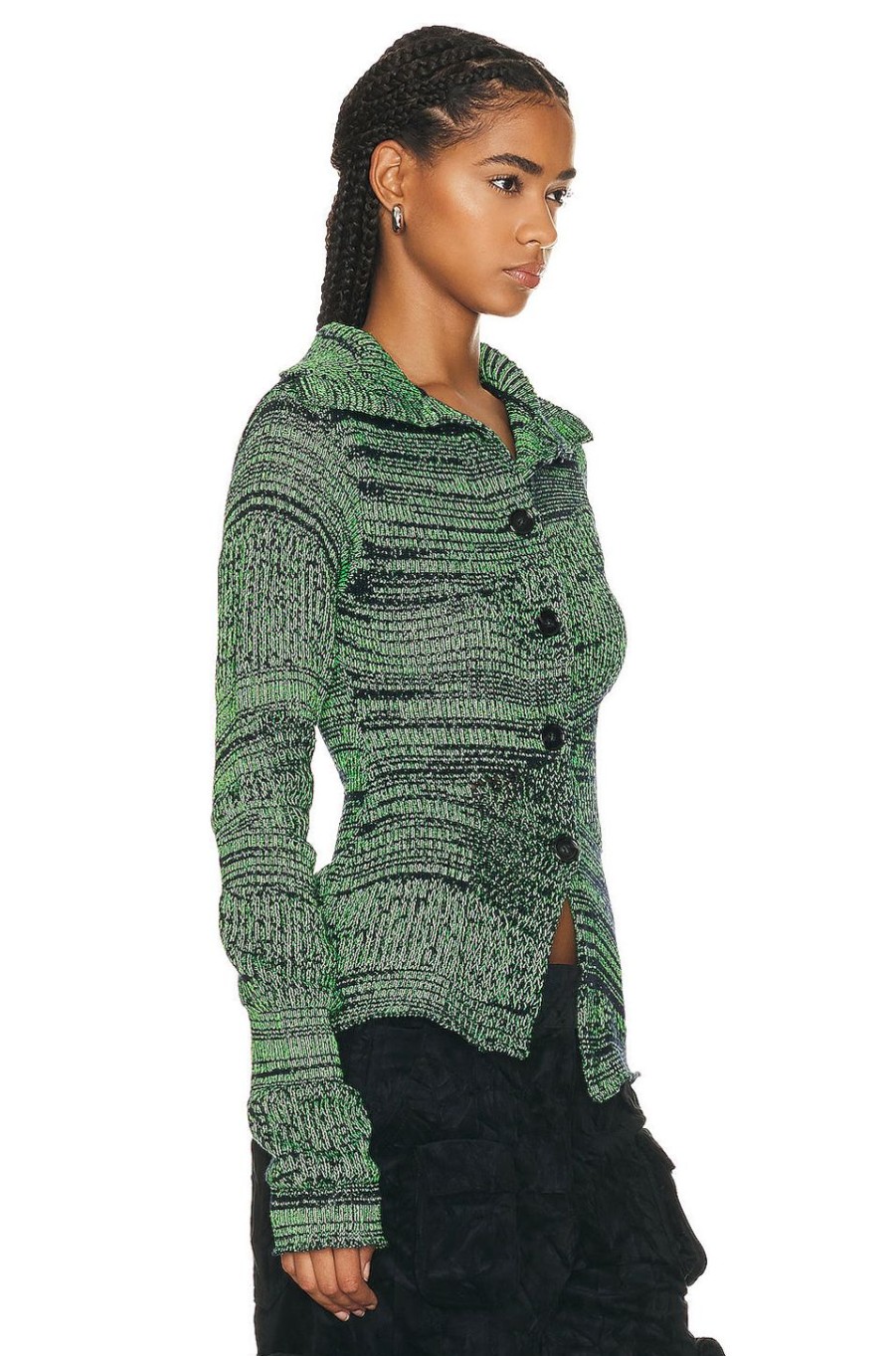 Women Acne Studios Sweaters & Knits | Turtleneck Sweater Navy & Fluo Green