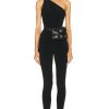 Women Norma Kamali Jumpsuits & Rompers | One Shoulder Catsuit W/ Footie Black