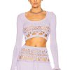 Women Christopher Esber Sweaters & Knits | Crochet Long Sleeve Crop Top Lilac