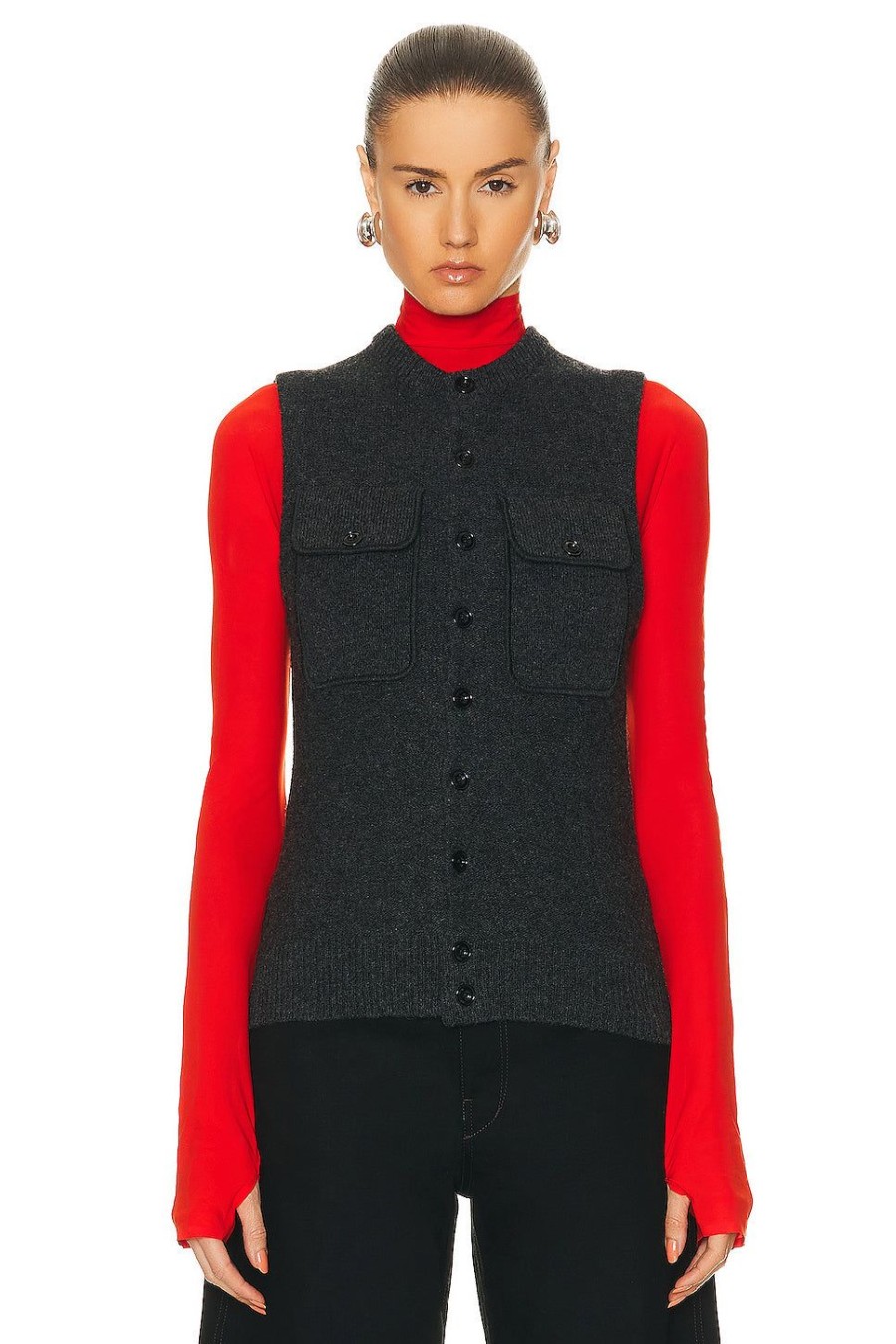 Women Lemaire Jackets & Coats | Sleeveless Fitted Cardigan Penguin