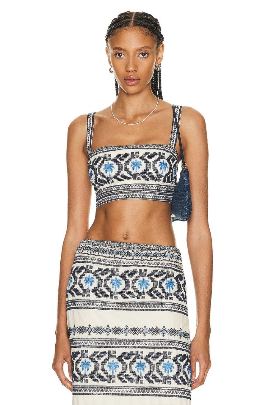 Women Johanna Ortiz Tops | River Breeze Crop Top Tropic Ecru & Blue