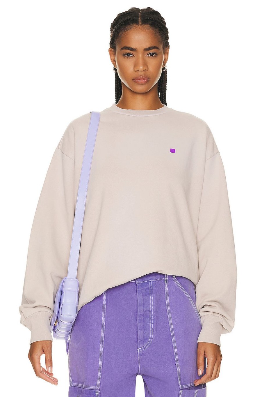 Women Acne Studios Sweaters & Knits | Crew Neck Sweatshirt Dusty Beige