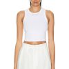 Women Enza Costa Tops | Stretch Silk Knit Cropped Bold Sheath Tank Top White